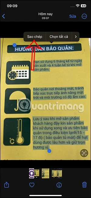 Bagaimana untuk menyalin teks Vietnam dalam foto pada iPhone