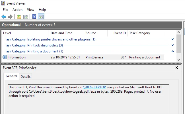 Bagaimana untuk menyemak sejarah dokumen cetakan pada Windows 10