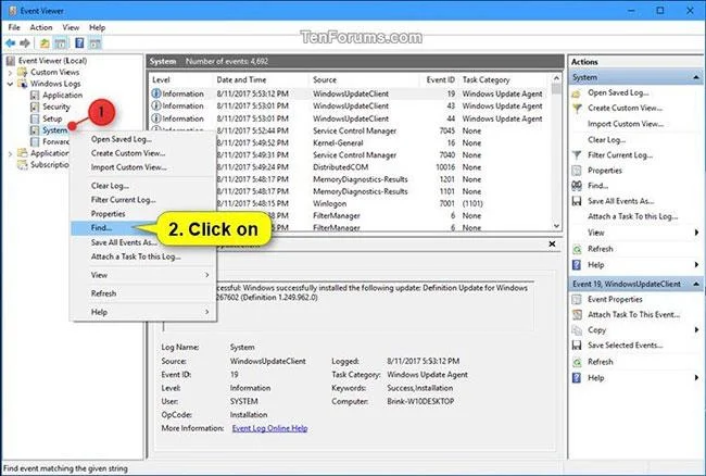 Cara membaca hasil Alat Diagnostik Memori dalam Pemapar Acara pada Windows 10