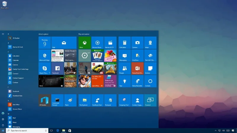 Tetapan Menu Mula Sandaran pada Windows 10