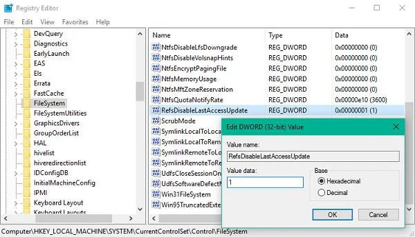 Abilita ReFS - Editor Registro