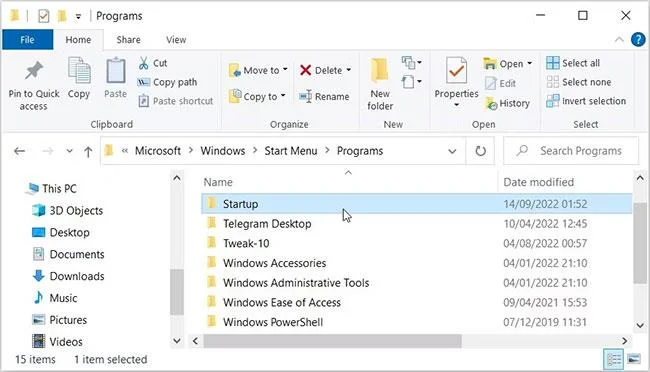 Créer un nouveau dossier de démarrage sous Windows