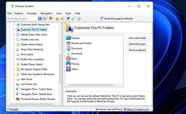 Snelkoppelingen instellen voor de applet Apparaten en printers in Windows 11