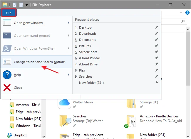 Kosongkan sejarah carian Fail Terkini pada File Explorer Windows 10