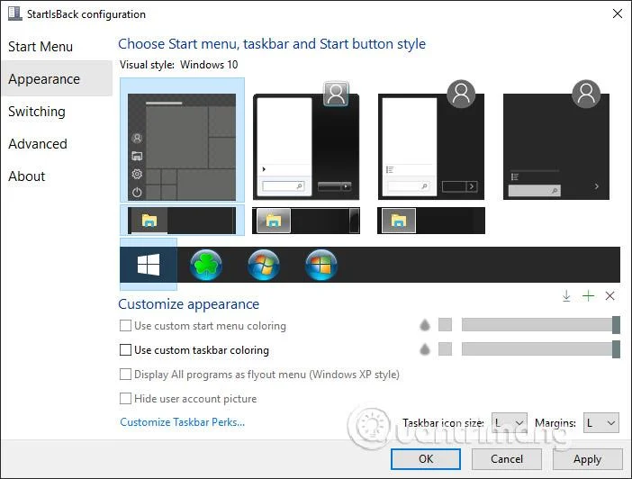 Bagaimana untuk menukar butang Mula pada Windows 10
