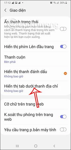 Comment afficher les onglets sous la barre d'adresse sur Samsung Internet