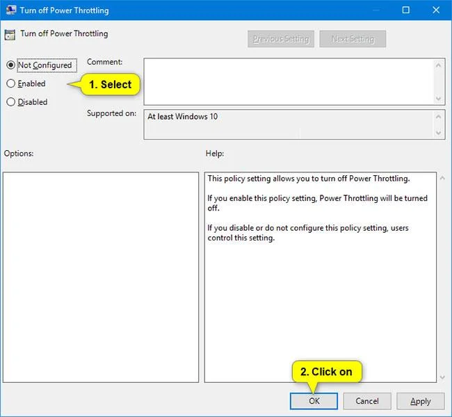 Windows 10'da Güç Azaltma nasıl açılır/kapatılır