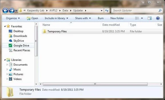 Kaspersky'de geçici depolama dosyalarını silme adımları