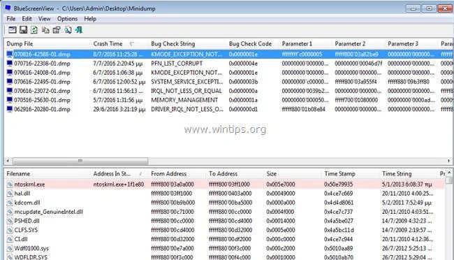 Come trovare la causa della schermata blu della morte e degli errori Minidump?