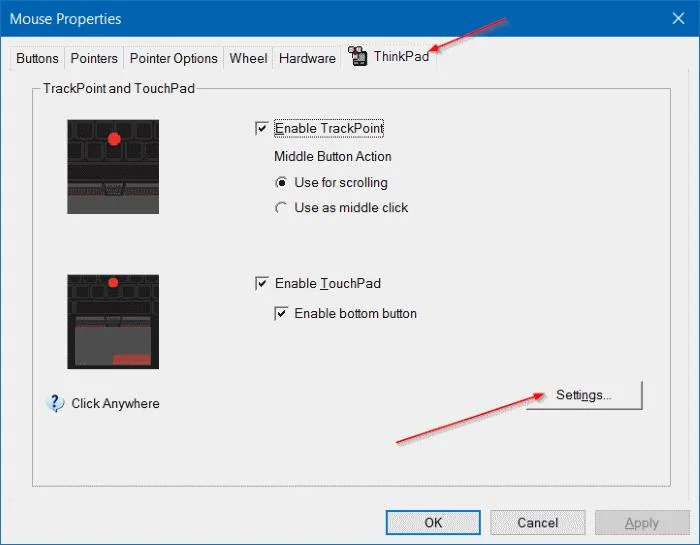 Arahan untuk menukar arah tatal Pad Sentuh Windows 10