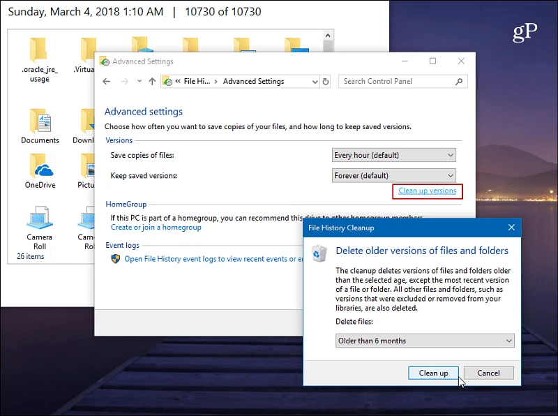 Windows 10'da Dosya Geçmişi'nin eski sürümleri nasıl silinir