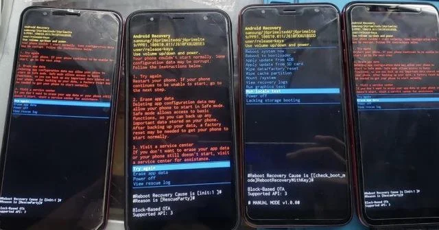 Les téléphones Samsung Galaxy J, A et S ont une erreur de récupération Android en raison du saut d'avril