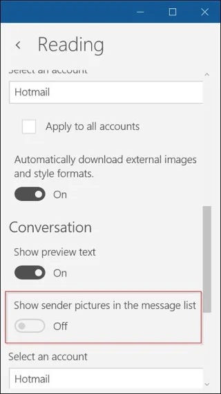 Mail Windows 10'da gönderenin fotoğrafı nasıl gizlenir