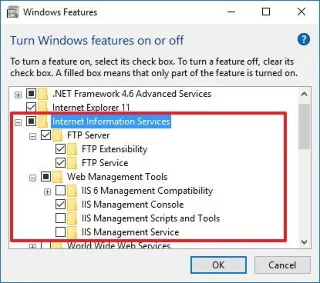 Arahan untuk menyediakan dan mengurus Pelayan FTP pada Windows 10