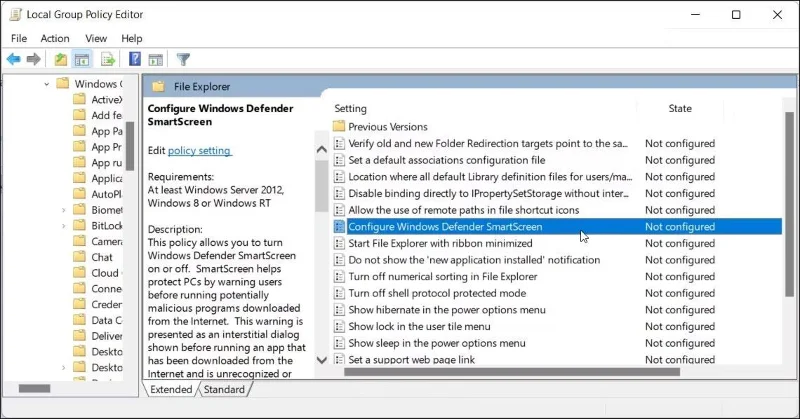 Instructions pour activer ou désactiver le filtre SmartScreen sous Windows