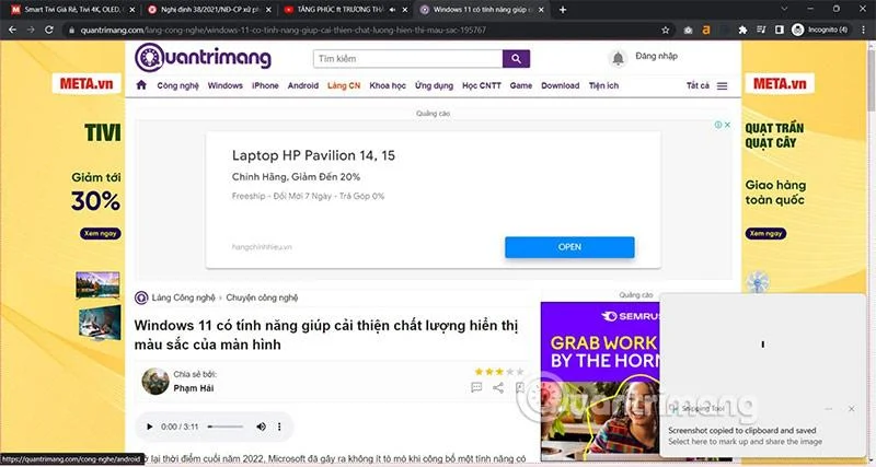 Windows 11'de Ekran Alıntısı Aracı'nı kullanarak ekran kaydetme talimatları