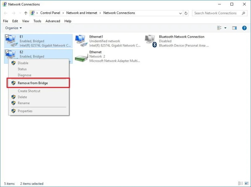 Arahan untuk menyediakan dan mengurus Network Bridge pada Windows 10
