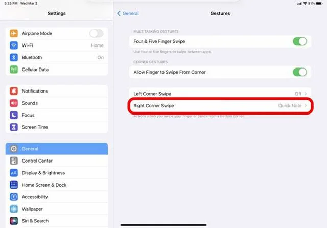 Matikan Nota Pantas pada iPad (menjalankan iPadOS)