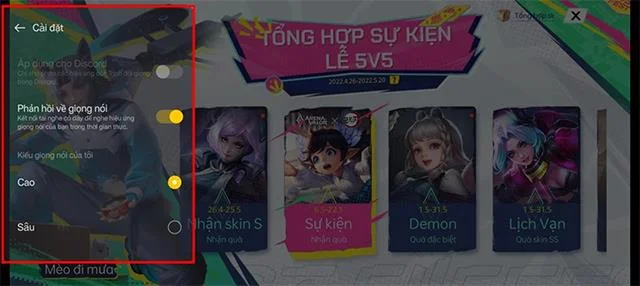 Instrucciones para cambiar la voz en el juego en móviles OPPO