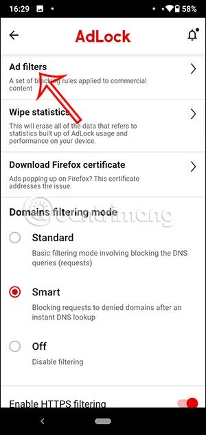 Instrucciones para usar AdLock en teléfonos Android
