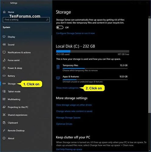 Windows 10'da Ayrılmış Depolama kapasitesi nasıl kontrol edilir