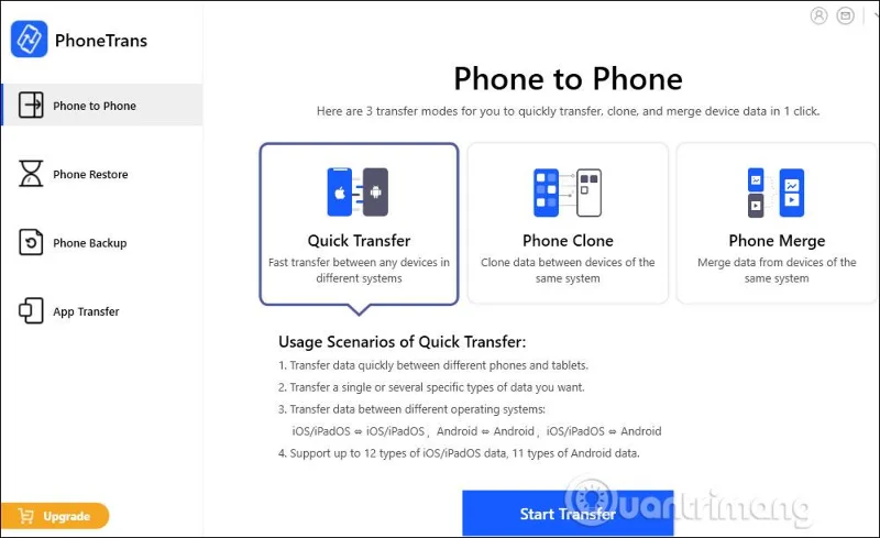 Cara menggunakan PhoneTrans untuk memindahkan data iPhone ke iPhone, Android