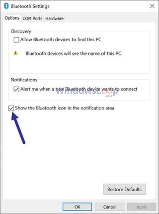 Comment afficher l'icône Bluetooth manquante dans la barre des tâches Windows