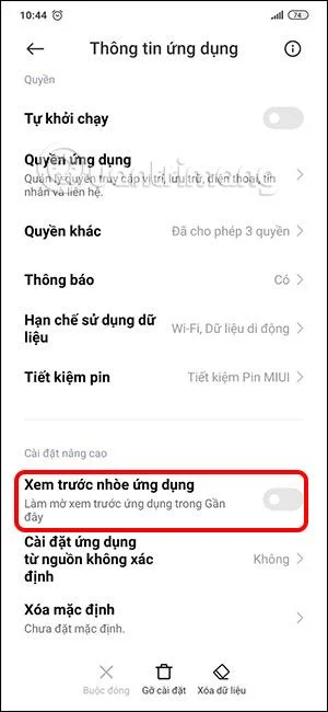 Impostazione della sfocatura dell'app