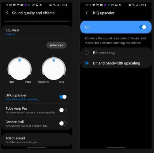 Apakah peranan yang dimainkan oleh UHQ Upscaler pada peranti Samsung?