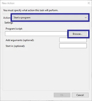 Bagaimana untuk menangguhkan permulaan program dengan Penjadual Tugas pada Windows 10/8/7