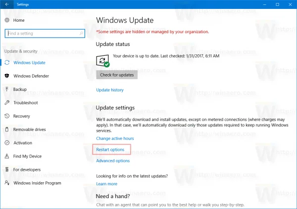 Dayakan Pemberitahuan Mulakan Semula Kemas Kini pada Windows 10