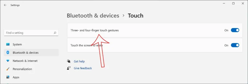 Ringkasan operasi Pad Sentuh pada Windows 10, Windows 11