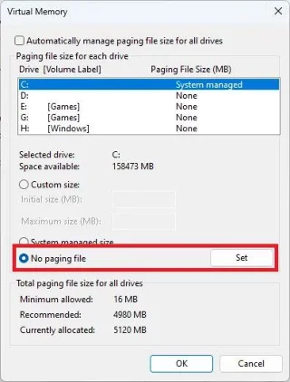 Arahan untuk menukar saiz dan kedudukan Pagefile pada Windows