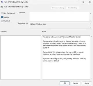 Hoe Windows Mobiliteitscentrum op Windows 11 uit te schakelen