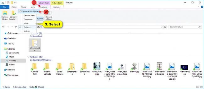 Windows 10 でフォルダー テンプレートを変更する