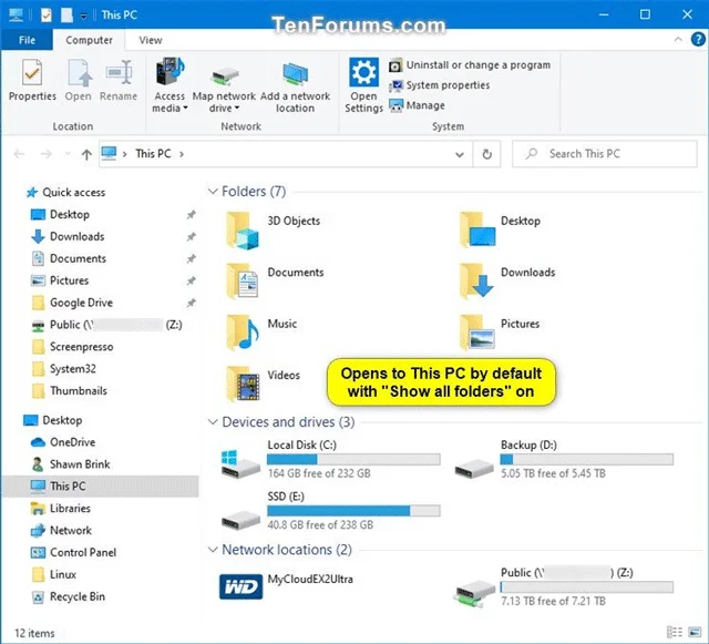 Windows 10'da Dosya Gezgini gezinme bölmesi uzantısı durumu nasıl sıfırlanır