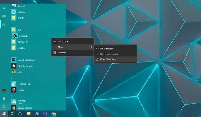 Windows 10'da Başlat menüsündeki Uygulama Listesi'ndeki uygulamaları yeniden adlandırma