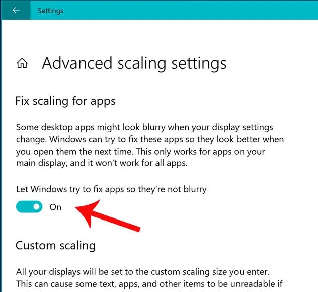 Comment activer le mode anti-flou de l'application pour les appareils à écran haute résolution sous Windows 10 avril