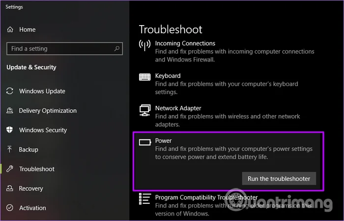 Correction d'une erreur de non-possibilité de régler la luminosité de l'écran sous Windows 10