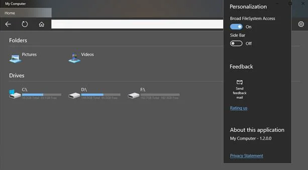 Windows 10'daki Dosya Gezgini'ne mükemmel bir alternatif olan Bilgisayarımı Deneyimleyin
