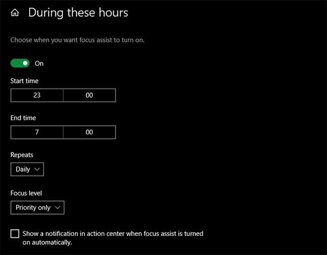Bagaimana untuk mematikan pemberitahuan dalam Windows 10 dengan Focus Assist
