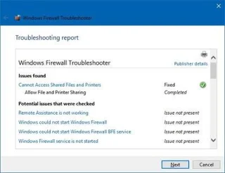Arahan untuk mengendalikan dan membetulkan masalah firewall dalam Windows 10