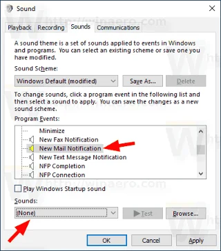 Windows 10'da yeni posta bildirim sesini değiştirme