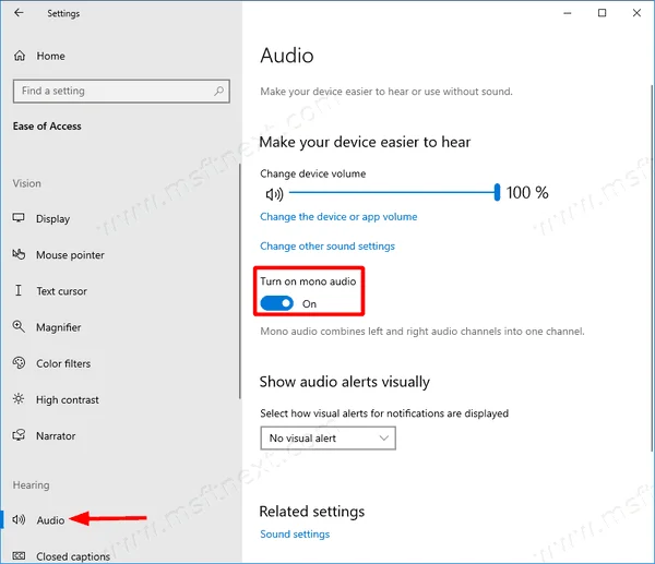 Windows 10でモノラルオーディオをオン/オフにする方法