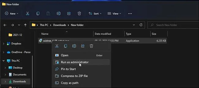 Eseguire il programma di installazione come amministratore