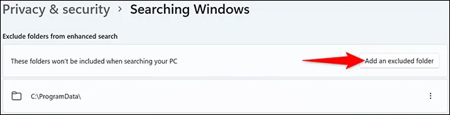 Windows 11'de belirli bir klasörü arama sonuçlarından gizleme