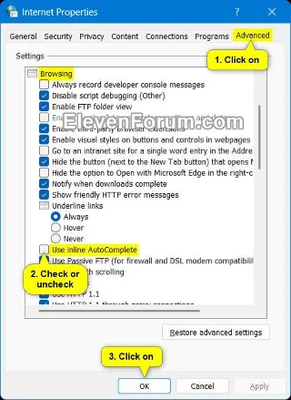 Windows 11 のファイル エクスプローラーのアドレス バーでインライン オートコンプリートをオン/オフにする方法