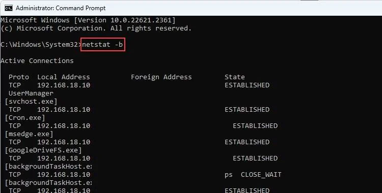 Ağ etkinliğini izlemek için Windows 11'de Netstat komutu nasıl kullanılır?