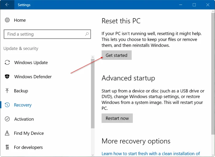 Tetapkan semula Windows 10 kepada keadaan asalnya