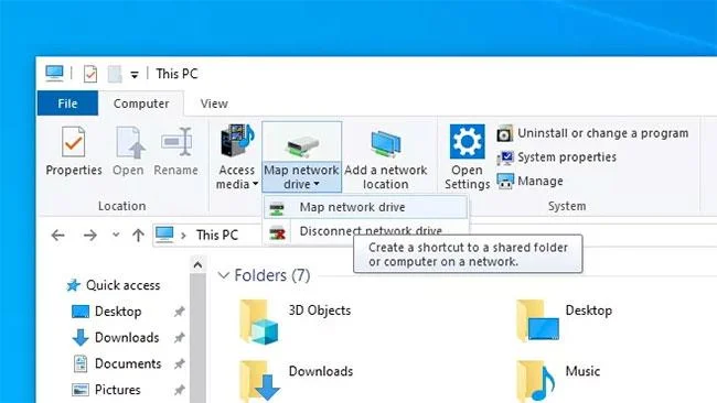 Bagaimana untuk memetakan pemacu rangkaian dalam Windows 10